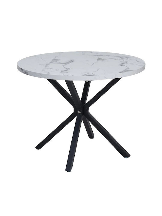 Round Table with Ceramic Surface White And Black 100x100cm