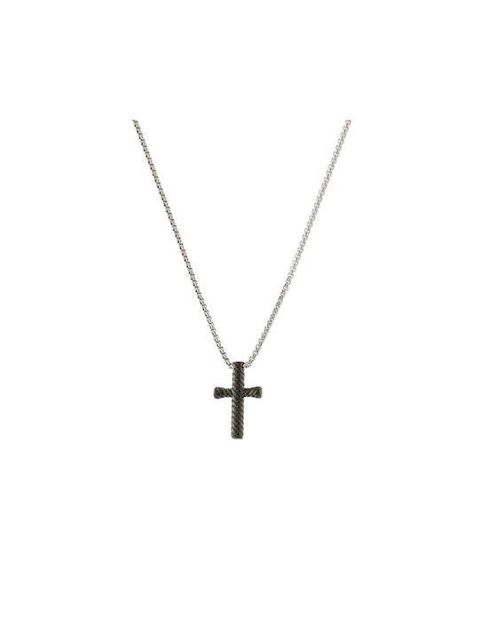 Oxette Schwarz Herren Kreuz aus Stahl mit Kette