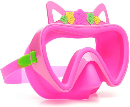 Mască De Scufundare Din Silicon Pentru Copii Aqua2ude Cat Flower Roz