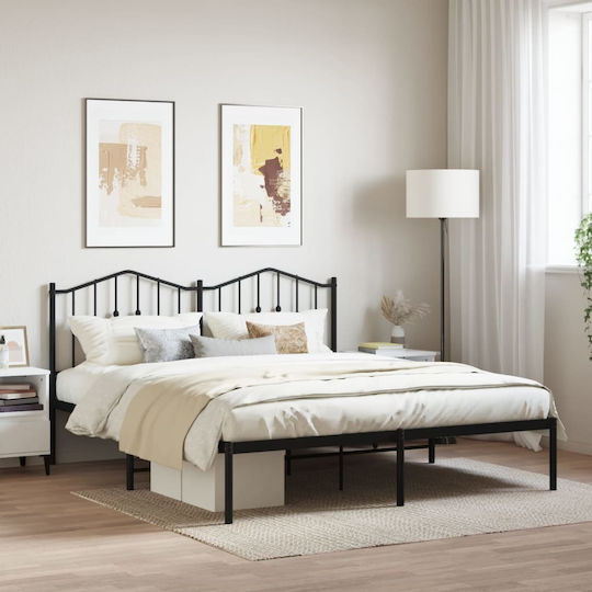 King Size Metallbett Schwarz mit Lattenrost für Matratze 183x213cm