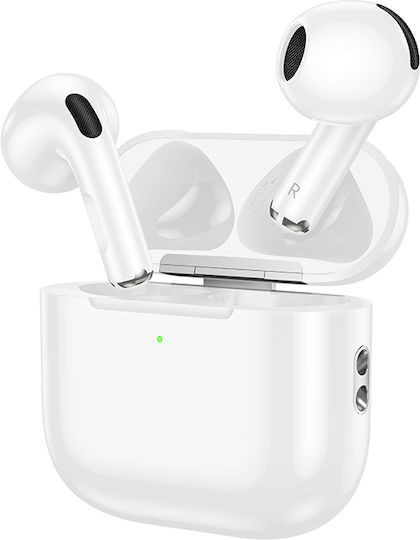 Borofone ΕW64 Earbud Bluetooth Handsfree Ακουστικά με Θήκη Φόρτισης Λευκά
