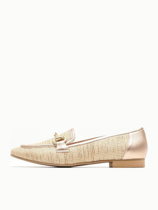 Δερμάτινα Γυναικεία Loafers σε Μπεζ Χρώμα