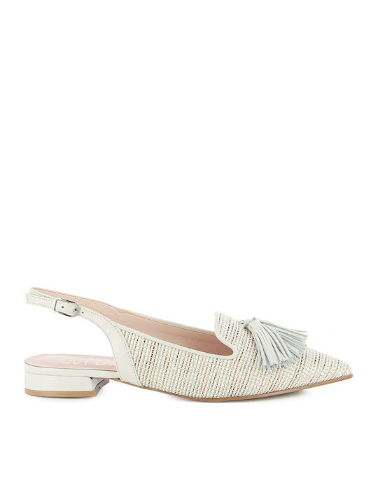 Lederne Damen Ballerinas in Weiß Farbe