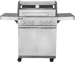 Gas Grill with 4 Burners 18kW and Side Hob Infrared