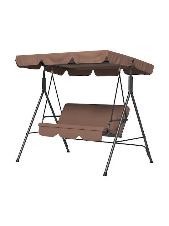 Κούνια με Βάση 3 Θέσεων Μεταλλική Μ170xΠ110xΥ153cm Καφέ
