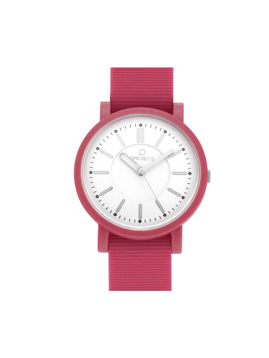 OPS! Objects Watch with Red Rubber Strap