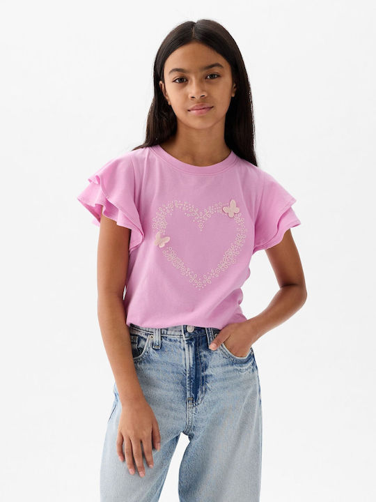 GAP Kids Blouse Short Sleeve Pink Graphic