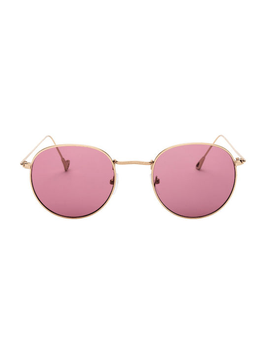 Limone Sunglasses with Gold Metal Frame and Pink Lens 01-9014-3