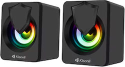 Kisonli L-1030 Difuzoare de Calculator 2.0 cu Iluminare RGB și Putere 2.5W în Negru Culoare