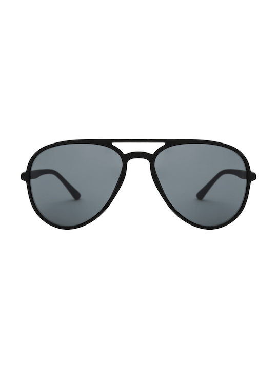 Men's Sunglasses with Black Metal Frame and Gray Lens 01-8827-Black-Black