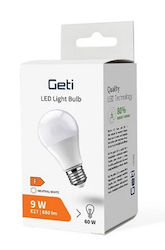 Geti Smart Λάμπα LED 9W για Ντουί E27 και Σχήμα A60 Φυσικό Λευκό
