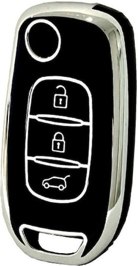 Car Key Cover Case made of with 3 Buttons for Renault in Black Color