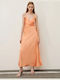Summer Maxi Evening Satin Pink Dress