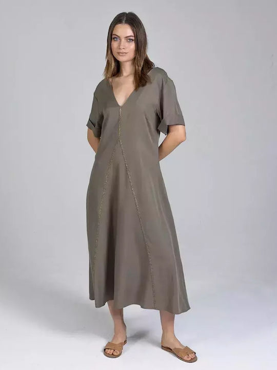 Aggel Midi Kleid Gestrickt Khaki