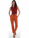 Women's Fabric Trousers Regular Fit Orange