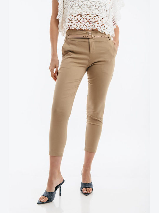 Freestyle Femei Bumbac Capri Pantaloni Beige