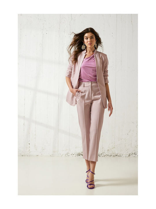 Enzzo Women's Fabric Trousers Pink