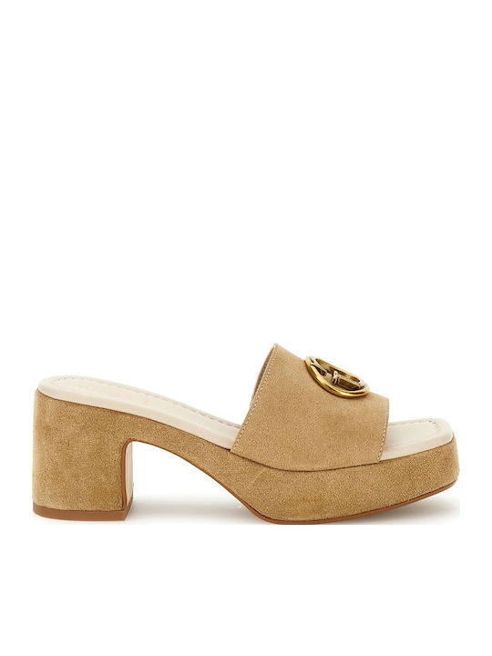 Guess Wildleder Mules mit Chunky Hoch Absatz in...