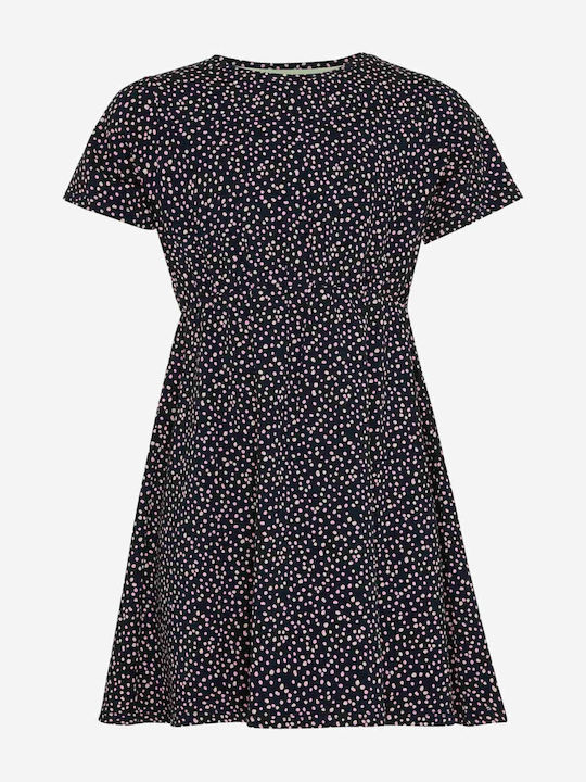Children's Dress Short Sleeve Polka Dot Blue-pink