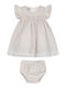 Kinderkleid Langärmeliges Tüll Set aus 2 Mit Slip Beige
