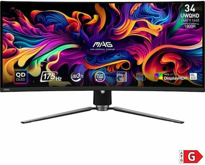 MSI Mag 341CQP QD-OLED Ultrawide QD-OLED HDR Curved Gaming Monitor 34" QHD 3440x1440 175Hz με Χρόνο Απόκρισης 0.03ms GTG