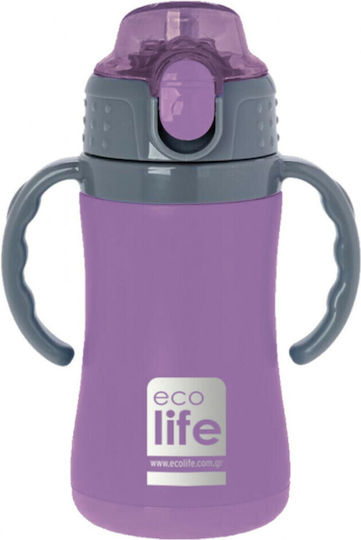Ecolife Παιδικό Παγούρι Θερμός Ανοξείδωτο με Καλαμάκι 300ml (Διάφορα Σχέδια/Χρώματα)