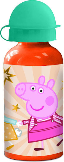 Stor Kinderflasche Peppa Schwein Aluminium mit Strohhalm 400ml