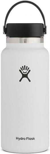 Hydro Flask Wide Mouth Sticlă Termos Oțel inoxidabil Fără BPA 1lt White