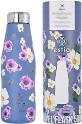 Estia Travel Flask Save the Aegean Reciclabil Sticlă Termos Oțel inoxidabil Garden Blue Estia 500ml