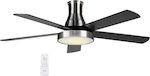 Izzy IZ-9043 Ceiling Fan 132cm with Light and Remote Control Black