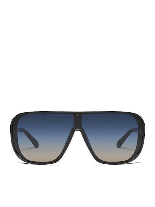 Quay Australia Men's Sunglasses with Black Plastic Frame and Blue Gradient Lens CENTERSTAGE-BLK/INKTP
