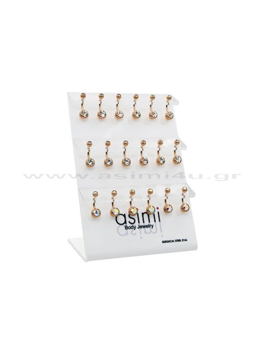 Belly Button Earring Gold plated 2 Stones White