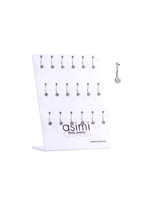 Belly Button Earring White Crystal 6mm Surgical Steel 316l