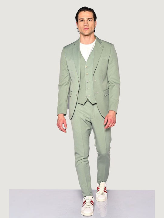 Sogo Men's Suit with Vest Slim Fit Physical