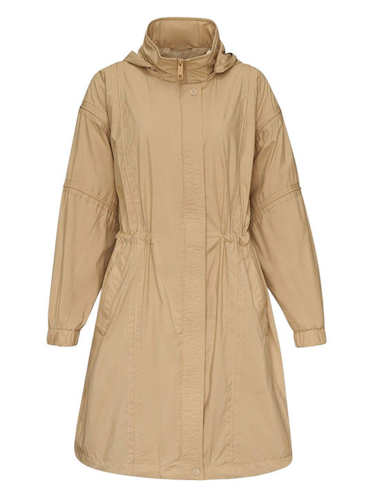 DKNY Women's Coat with Hood Beige