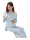 Queen Mother Nightgown Slim Fit for Breastfeeding Blue