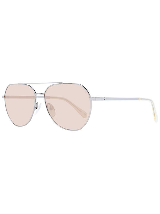 Benetton Sunglasses with Silver Metal Frame and Pink Lens BE7034 910