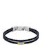 Fossil All Stacked Up Bracelet Stainless Steel & Leather Blue Jf04703998