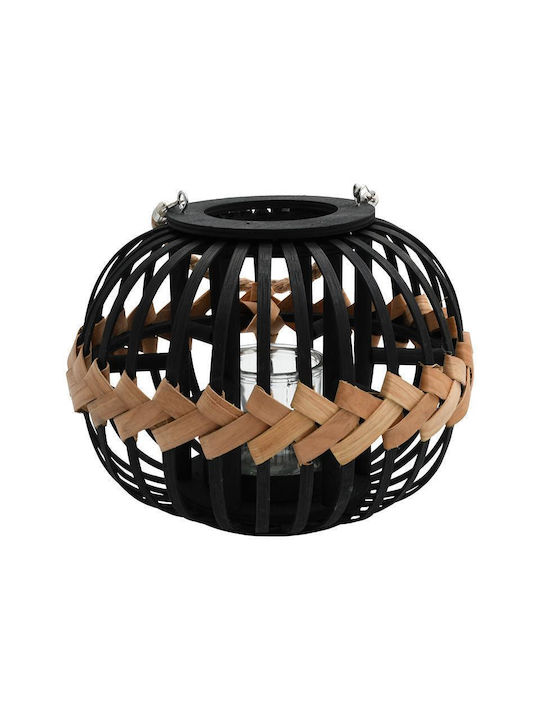 Wicker Lantern Black 28x21cm