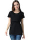 Queen Mother Women's Summer Blouse Cotton Short Sleeve Black