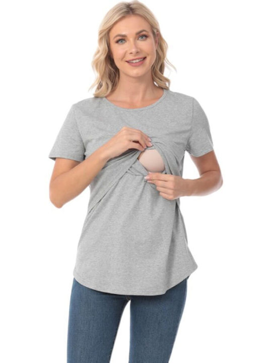 Queen Mother Women's Summer Blouse Cotton Short Sleeve Gray