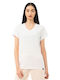 Be:Nation Γυναικείο T-shirt με V Λαιμόκοψη White