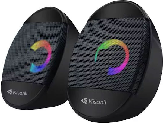 Kisonli L-7070 2.0 Speakers with RGB 3W Black