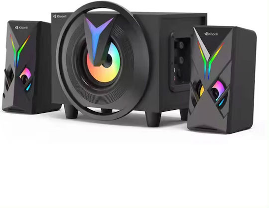 Kisonli TM-1000U 2.1 Speakers with RGB and Bluetooth 8W Black