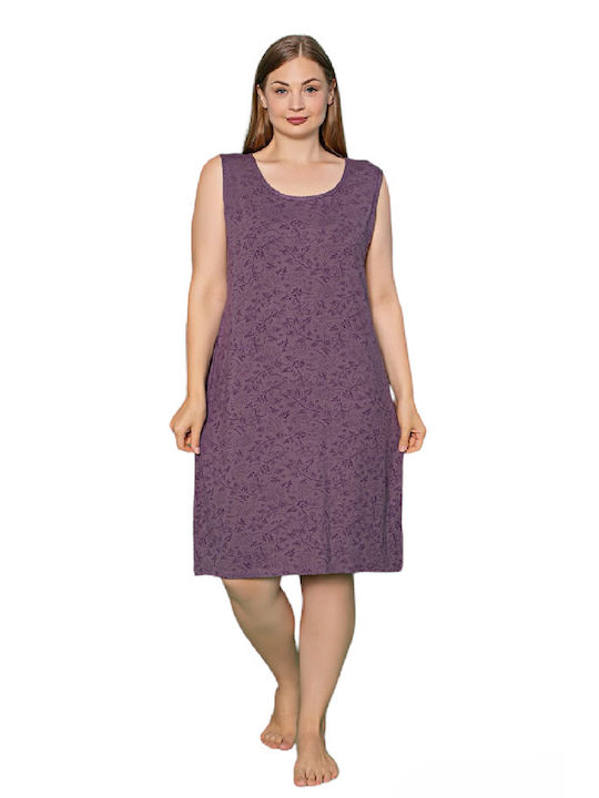 Summer Cotton Women's Nightdress Purple