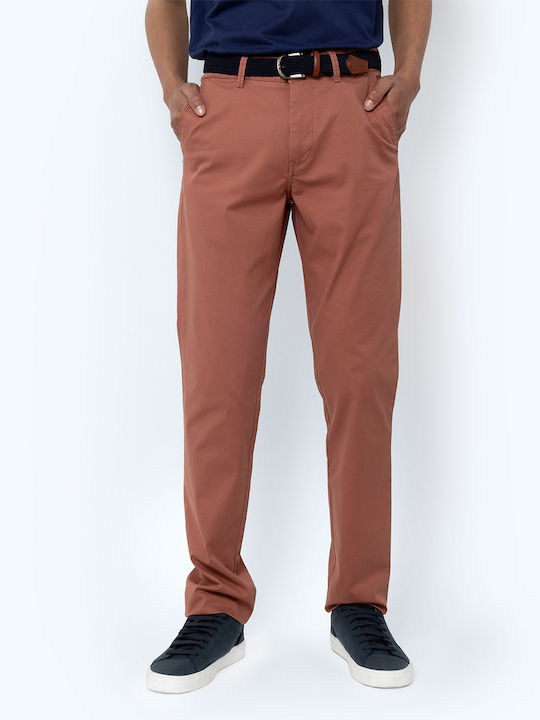 The Bostonians Men's Trousers Chino Elastic in Regular Fit Firebrick