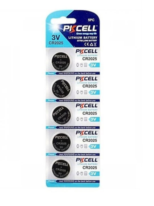 Pkcell Μπαταρίες Λιθίου Ρολογιών CR2025 3V 5τμχ
