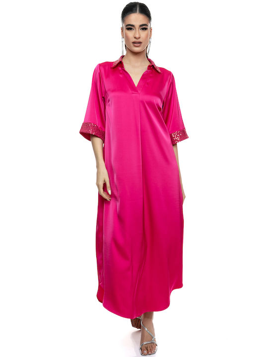 Rochie midi din satin Fuchsia Glitter Paisley Elegance Elegance Elegance Ocazii speciale