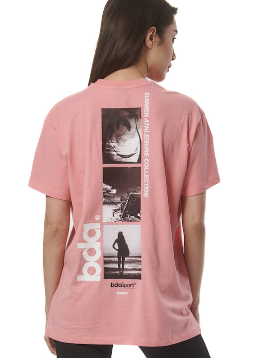 Body Action Women's Athletic Oversized T-shirt Coral Pink