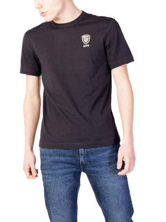 Blauer Herren T-Shirt Kurzarm Schwarz